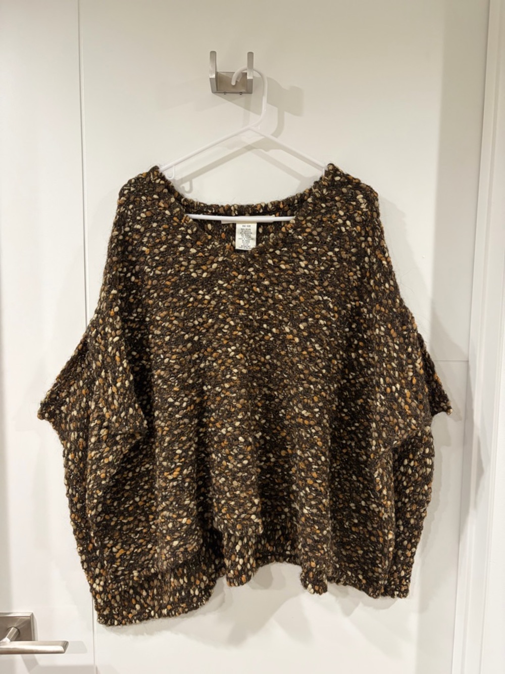 Max Studio Chunky Multicolored Knit Poncho, one size, like new